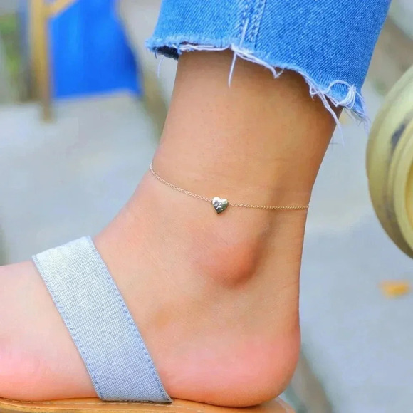 ❤️HEART CHARM PERSONALIZED CUSTOM DAINTY GOLD INITIAL ANKLET GIRL TEEN,ELDM22225 - Picture 9 of 13